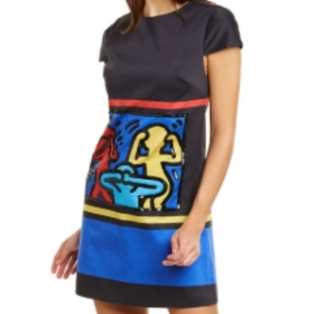 Alice + Olivia x Keith Haring Clyde black mini dress, size 10, good condition